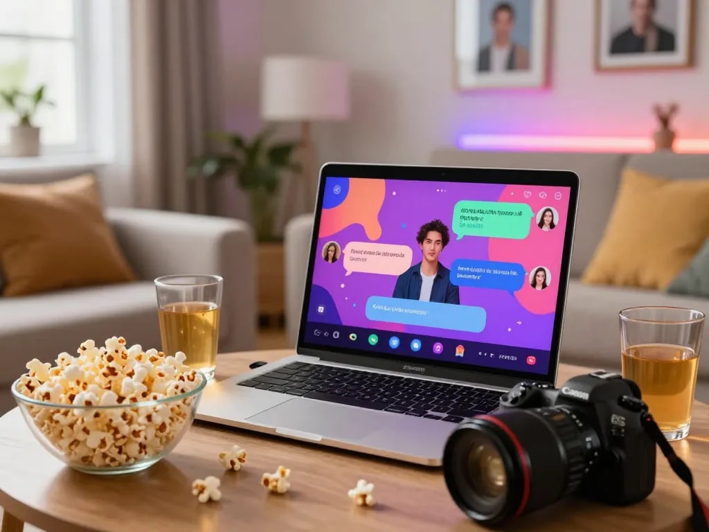 Engaging in free ai sex chat on a sleek laptop in a cozy home setting, highlighting personalization and comfort.