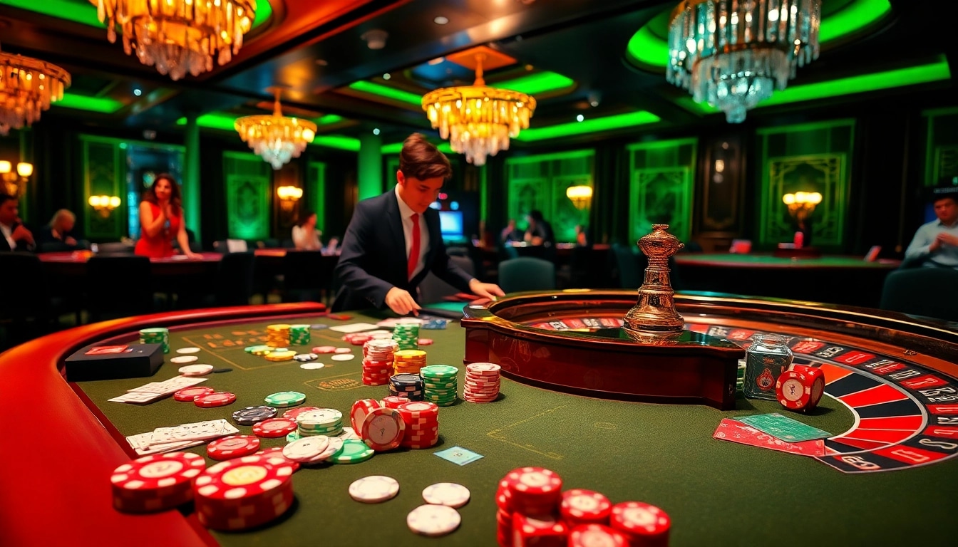 Experience the excitement of winning at home jl55 in a vibrant casino setting with poker chips and cards.