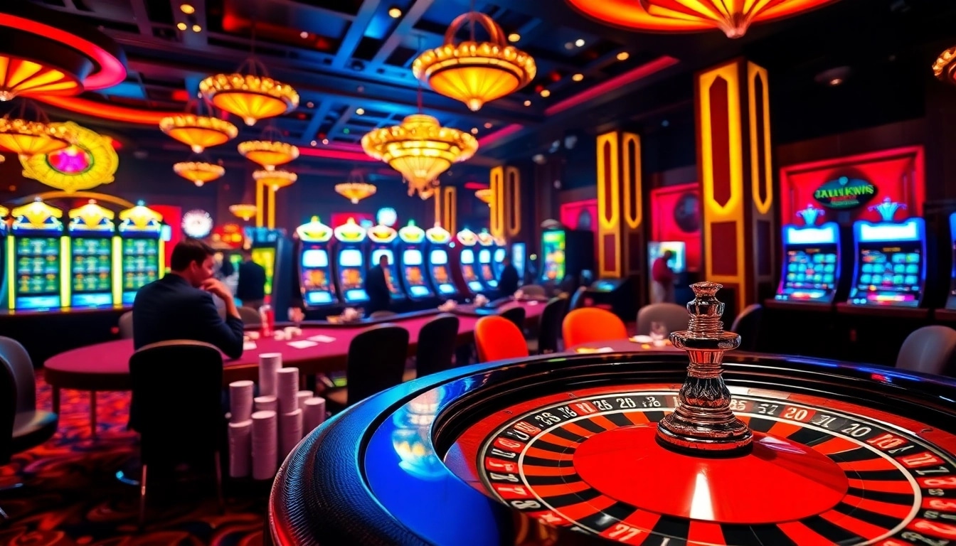 Pemain terlibat dalam poker taruhan tinggi di kasino mewah yang menampilkan permainan bertema Datukwin.