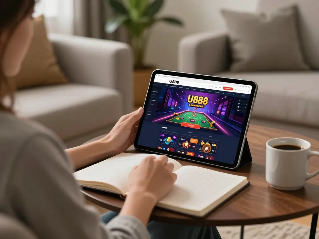 Experience online gaming on U888 trang chủ with a cozy tablet setup and strategy notes.