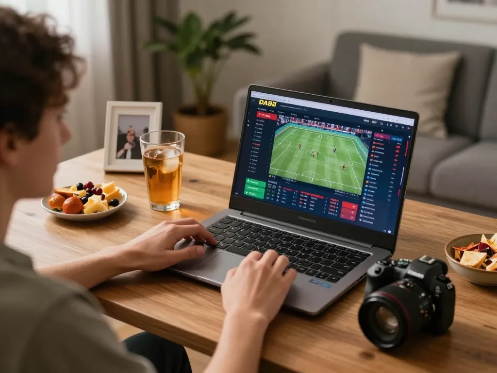 Engaging in sports betting on DA88 platform, showcasing real-time odds and events.