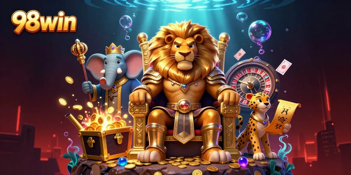 Experience thrilling wins at 98win casino with vibrant games, gold coins, and exciting characters.