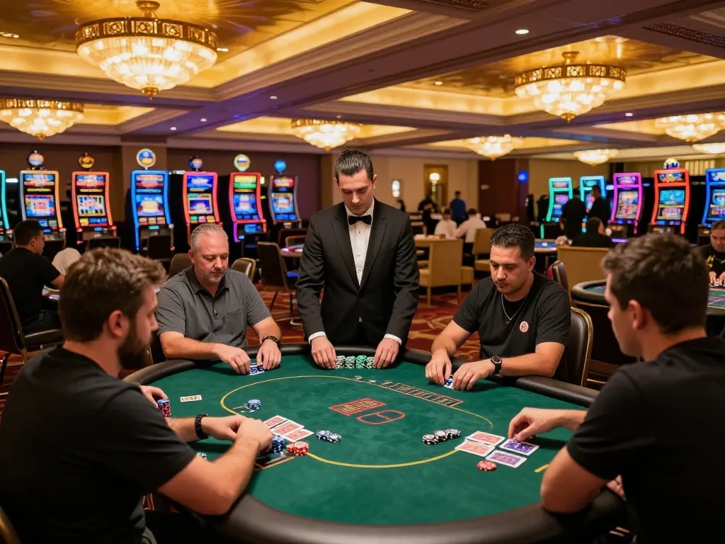 Players enjoying poker games at GO8 casino with vibrant atmosphere and strategic gameplay