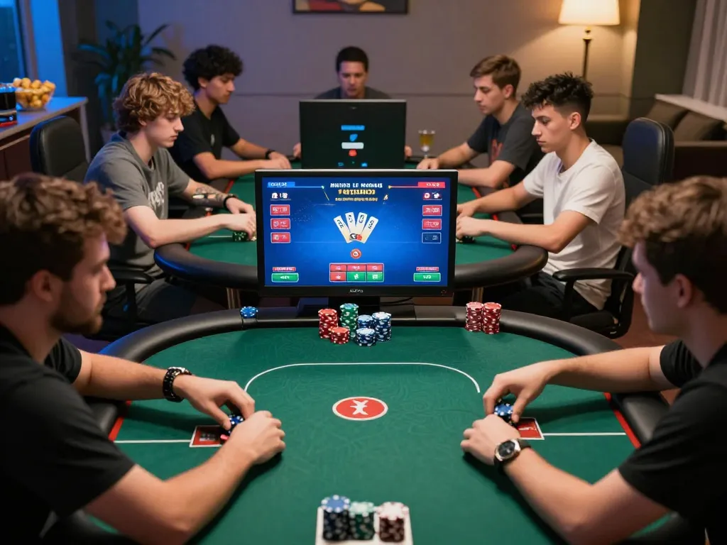 Players engaged in heated online poker game with high stakes at 789F, showcasing strategy and excitement.