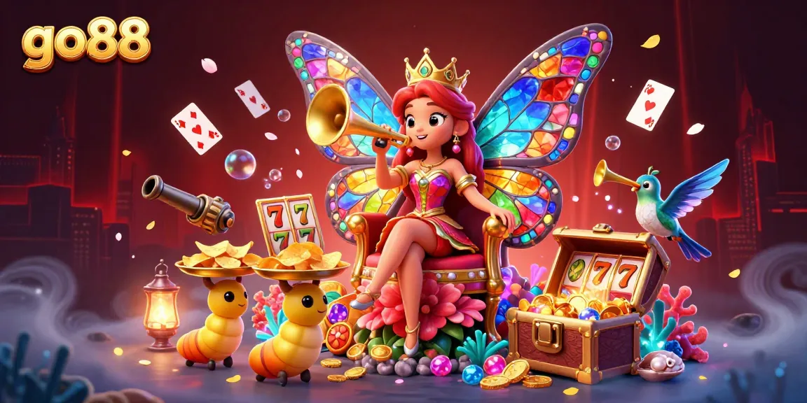 Engage with go88's vibrant gaming world featuring colorful characters and dynamic slot elements.