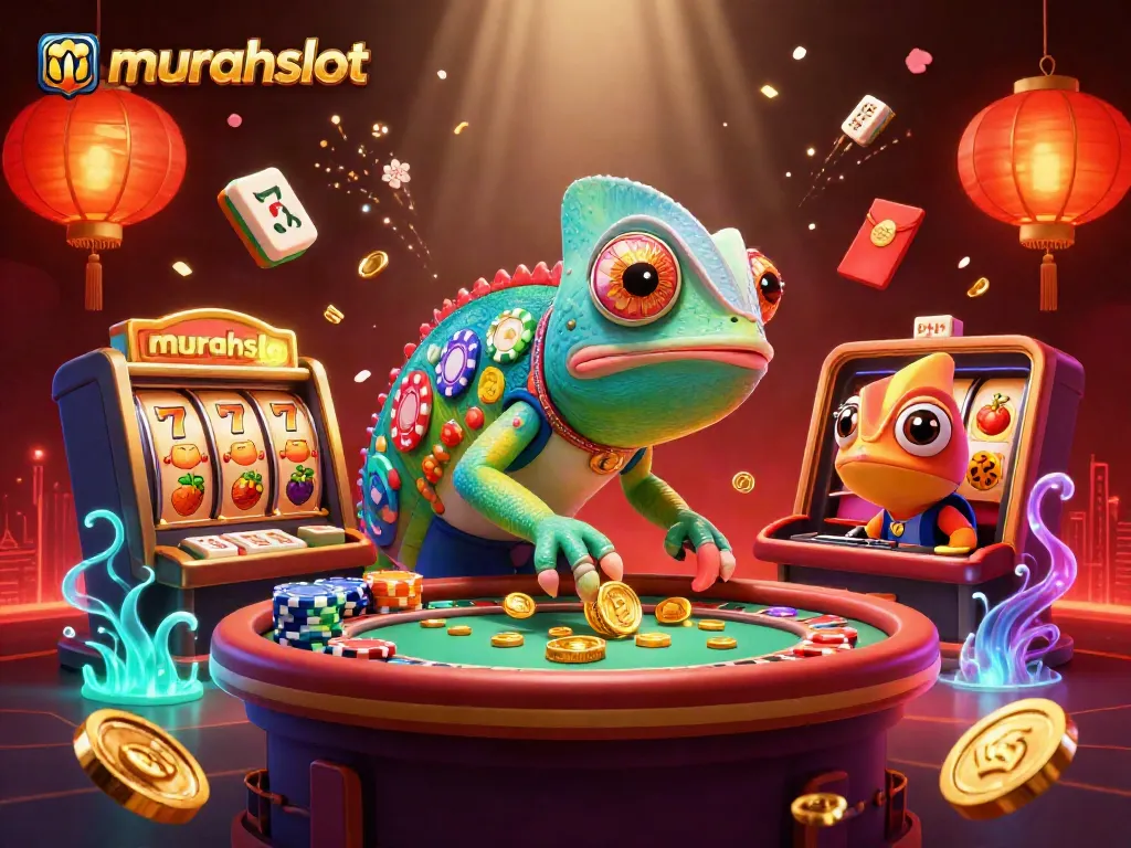 Mulai petualangan memenangi jackpot murahslot dengan ilustrasi kasino penuh warna dan suasana meriah.
