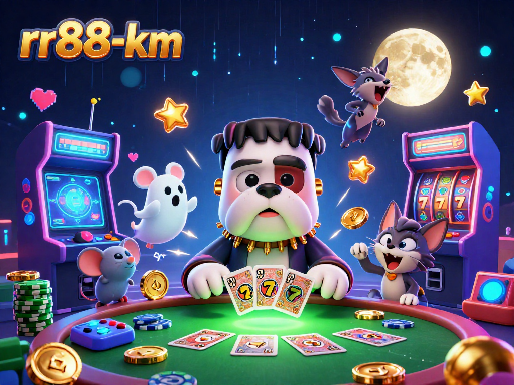 rr88-km showcases a unique casino scene featuring creatures engaged in thrilling card games.
