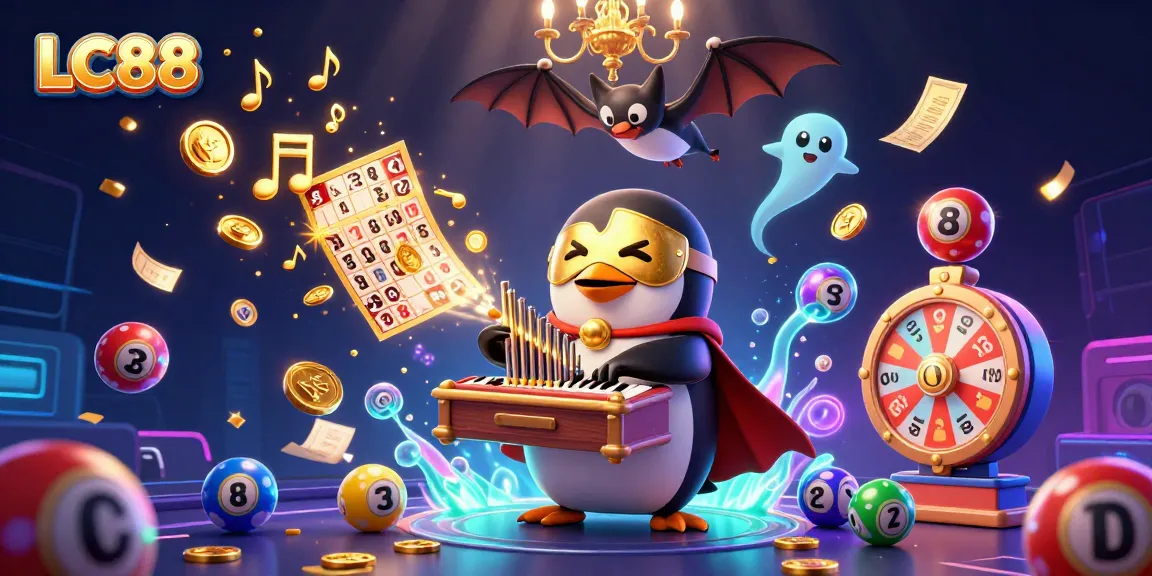 Experience thrilling gameplay at LC88 with the phantom opera penguin amidst a lively casino scene.