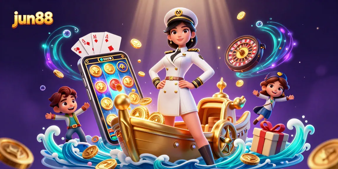 Win big at jun88 with vibrant 3D casino action featuring dynamic games and golden coins.