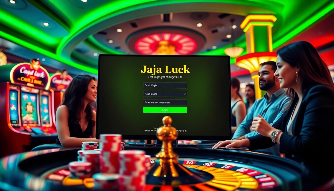 Engage in thrilling gaming with raja luck login displayed on a luxury casino interface.