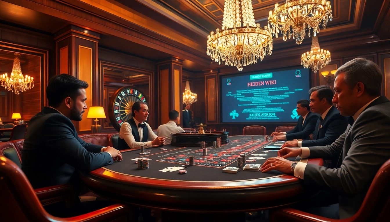 Players engaged in intense poker action at a luxurious casino table showcasing hidden wiki dark web connections.