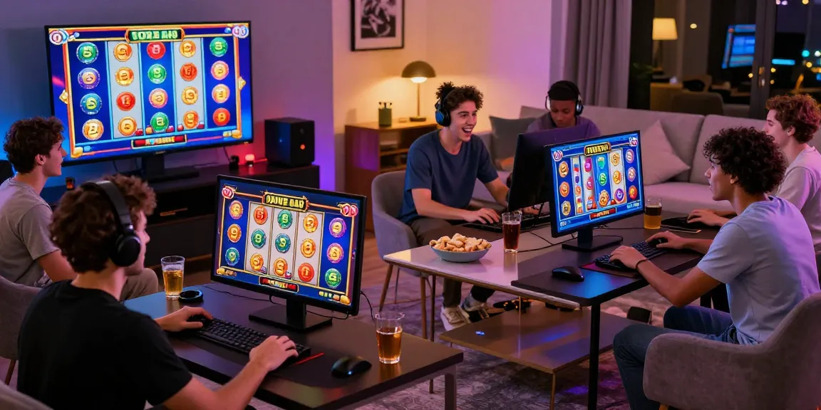 Exciting slot7000 gaming experience with players interacting on multiple devices in a vibrant setting.