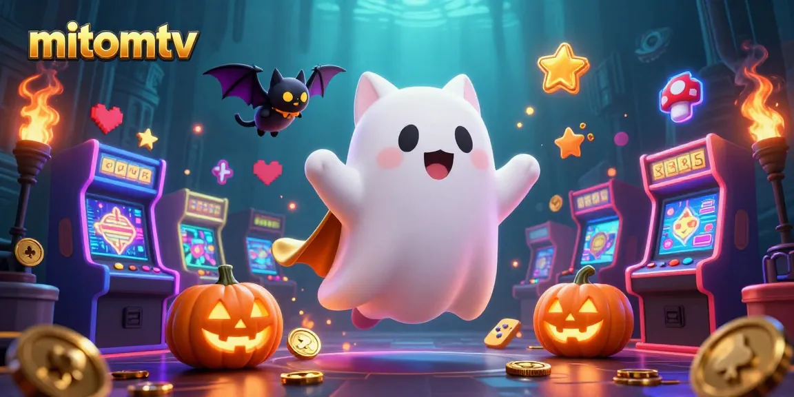 Experience thrilling gameplay with mitomtv in a haunted casino scene with ghostly characters.