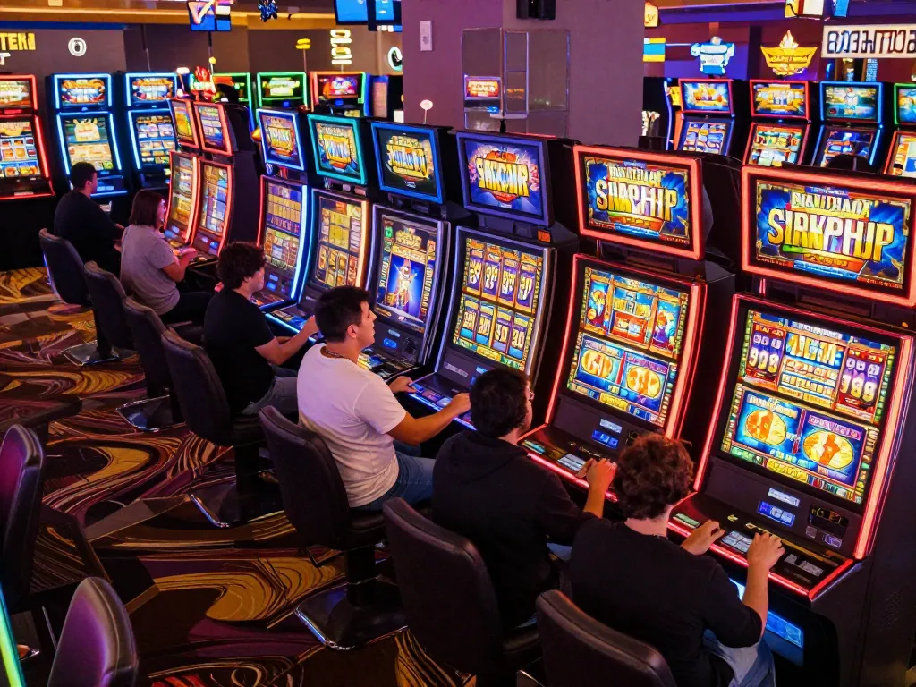 KONG 88 players celebrating big win on vibrant slot machines in welcoming casino atmosphere