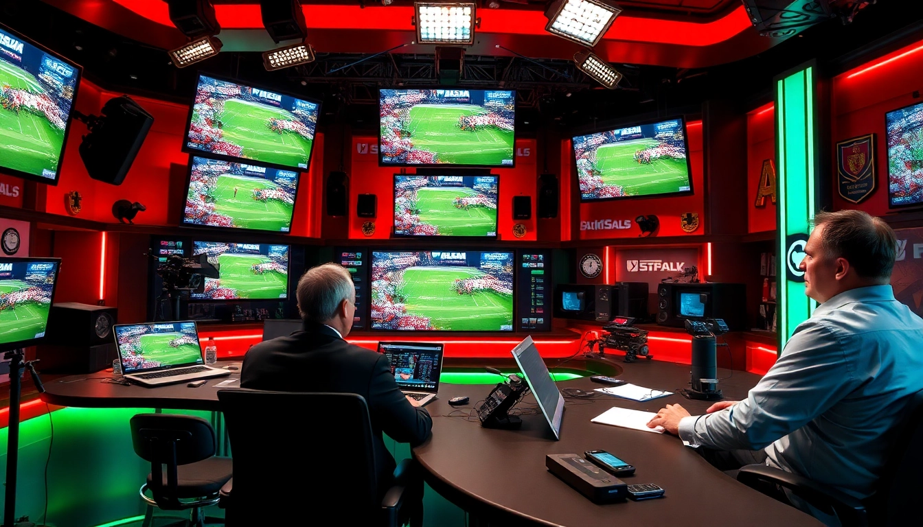 Engaging view of sports broadcasting studio showcasing lively discussions on live sports.