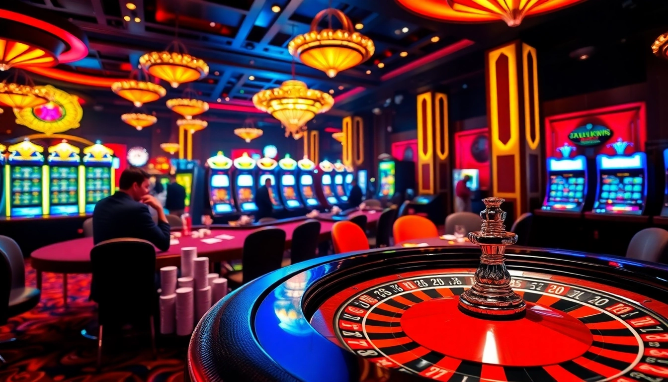 Pemain terlibat dalam poker taruhan tinggi di kasino mewah yang menampilkan permainan bertema Datukwin.