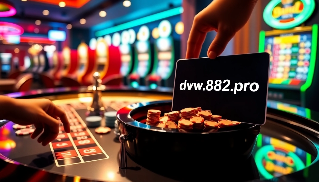 Gambling action at https://dn882.pro/ with a roulette table showcasing vibrant chips and exciting casino atmosphere.