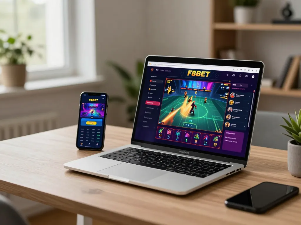Engaging player using the F8BET app on a smartphone while gaming at home.