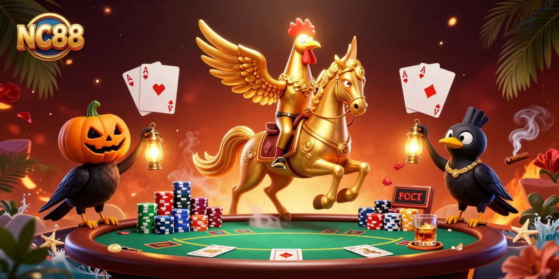 Experience thrilling gameplay at NC88 with a golden rooster and casino elements in vibrant 3D.