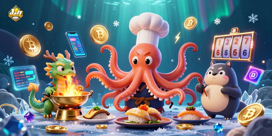 Engage with Jai club's vibrant gaming scene featuring an octopus chef and dragon, drawing players into action.