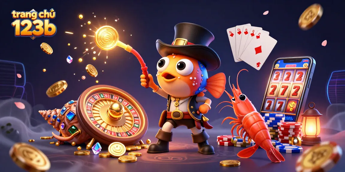 Experience the excitement of trang chủ 123b with glowing coins, treasure, and animated casino elements.