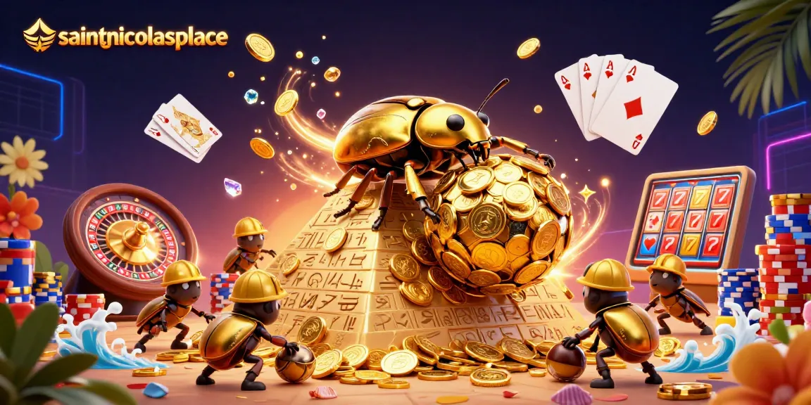 Experience the thrill of online gaming at saintnicolasplace with golden coins and casino elements.