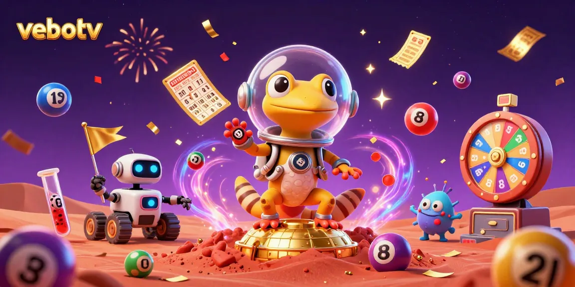 Cheer with vebotv as a Martian gecko uncovers buried casino treasures amidst lottery activities.