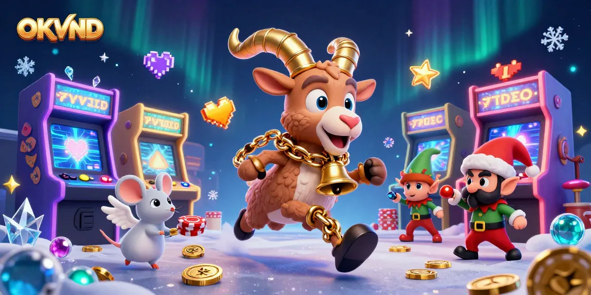 Engage in thrilling play at OKVND’s vibrant casino with colorful characters and gaming elements.