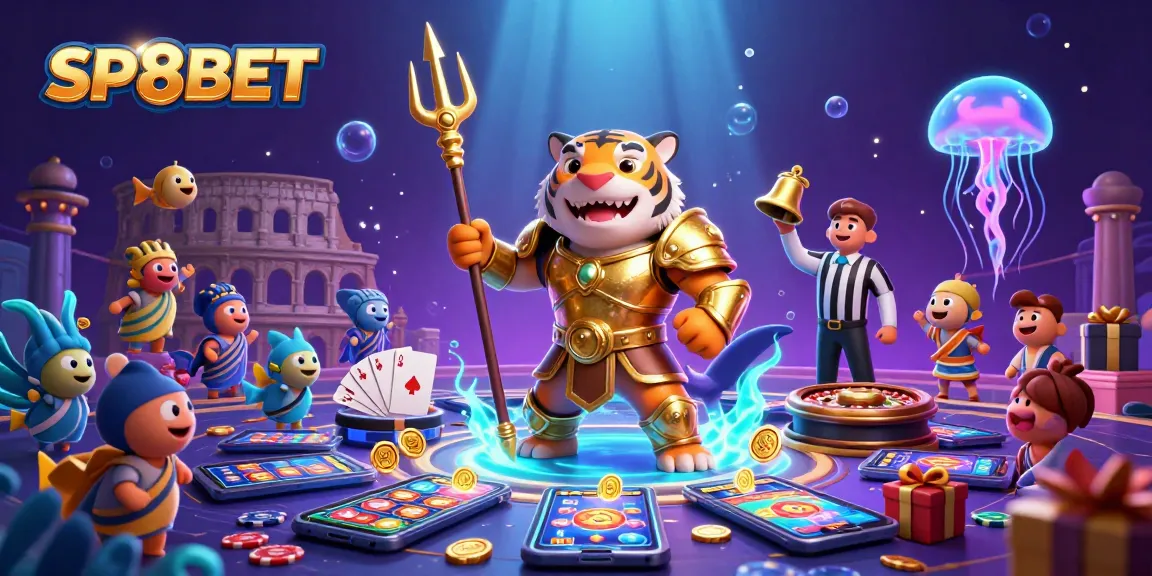 Experience SP8BET's thrilling underwater casino with vibrant characters and action-packed elements