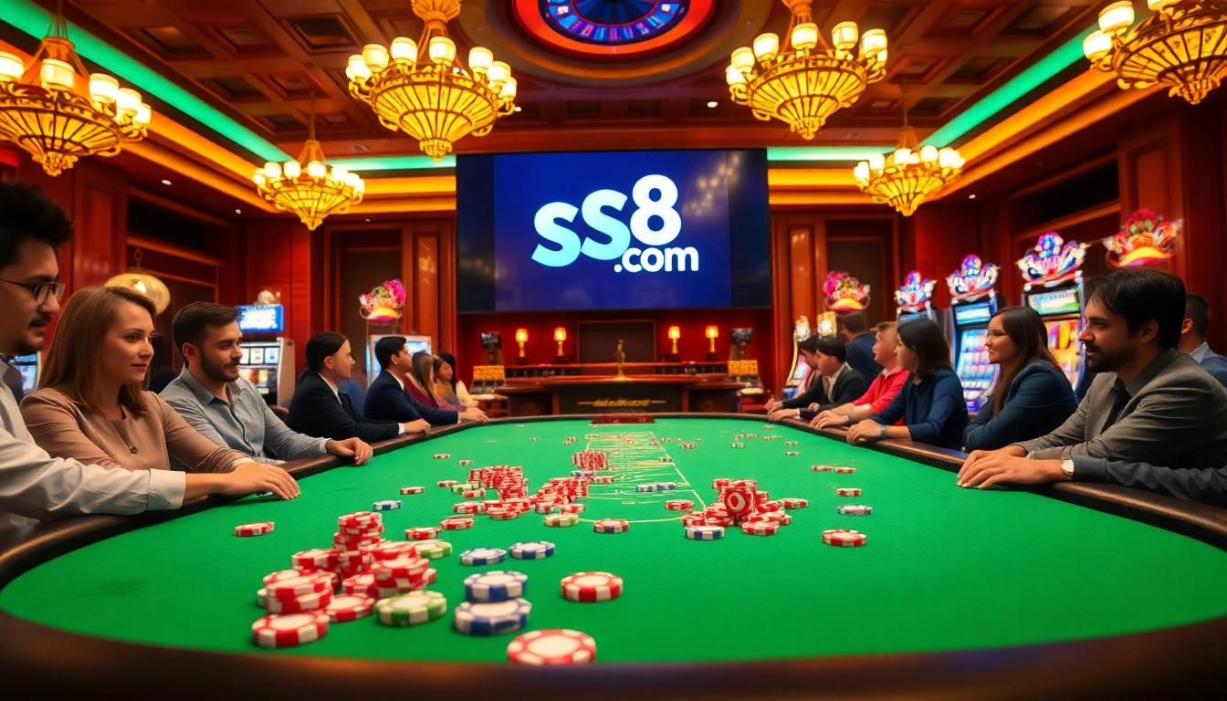 S8 com casino scene featuring poker table and vibrant casino atmosphere.