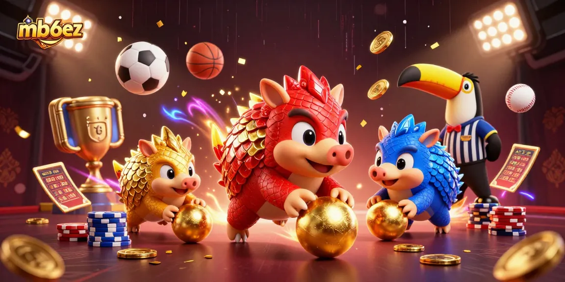 mb66ez betting pangolins rolling towards poker chips with dynamic sports balls around