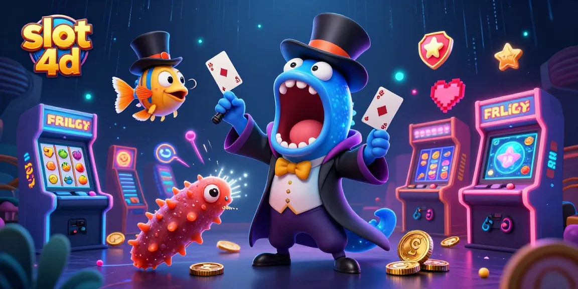 Experience exciting wins with slot 4d as a bioluminescent eel performs magic tricks in a vibrant casino scene.