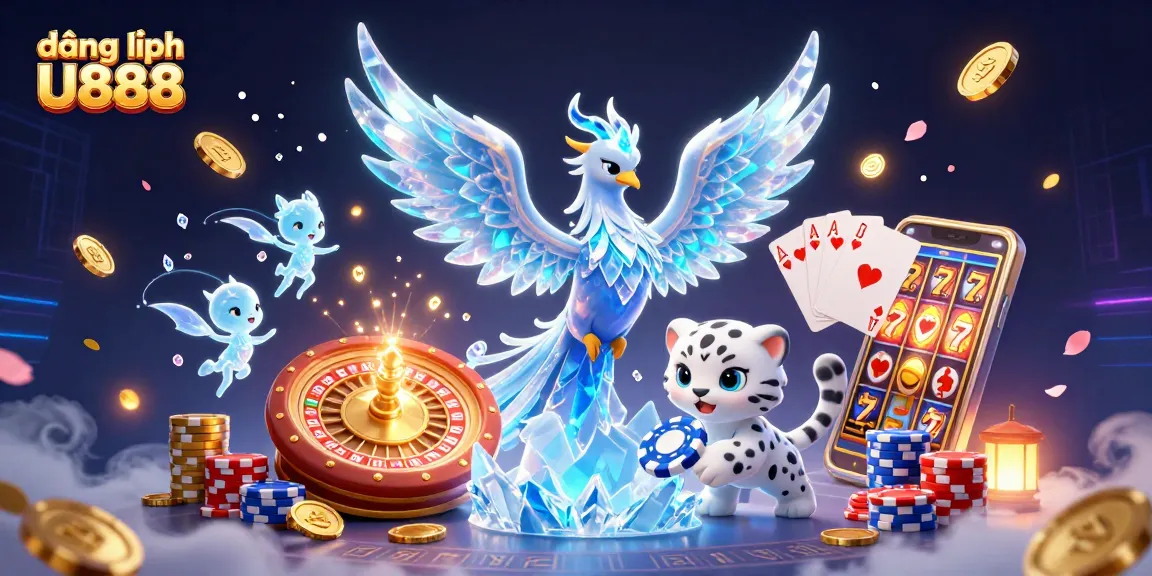 Experience the thrill of đăng nhập U888 with a mystical 3D casino scene showcasing vibrant characters and dynamic gaming elements.