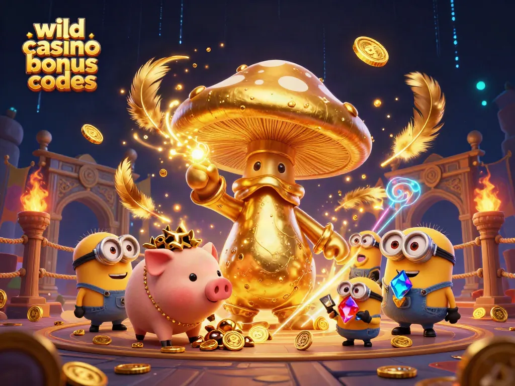 Experience wild casino bonus codes in an enchanting 3D scene with magical wizards and treasures.