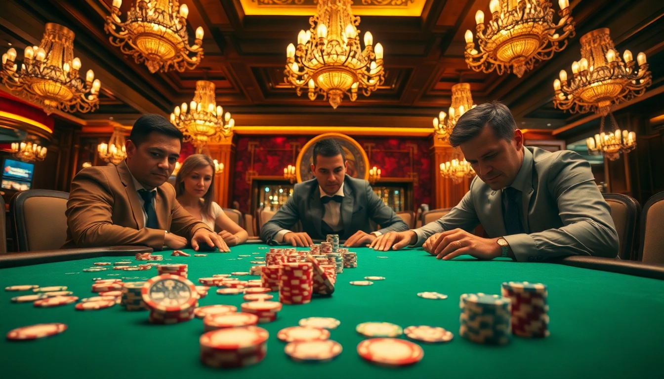 Tunjukkan permainan kasino dengan link T0812 di meja poker yang megah.