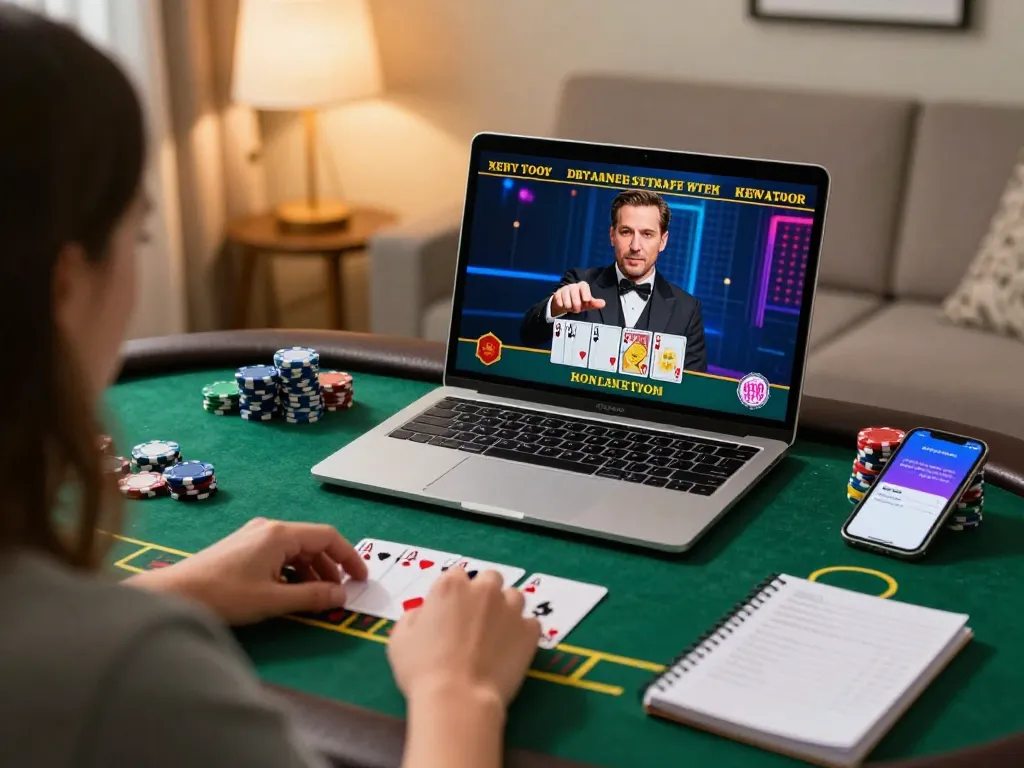Af88 gaming enthusiast analyzing strategies while playing live blackjack online.