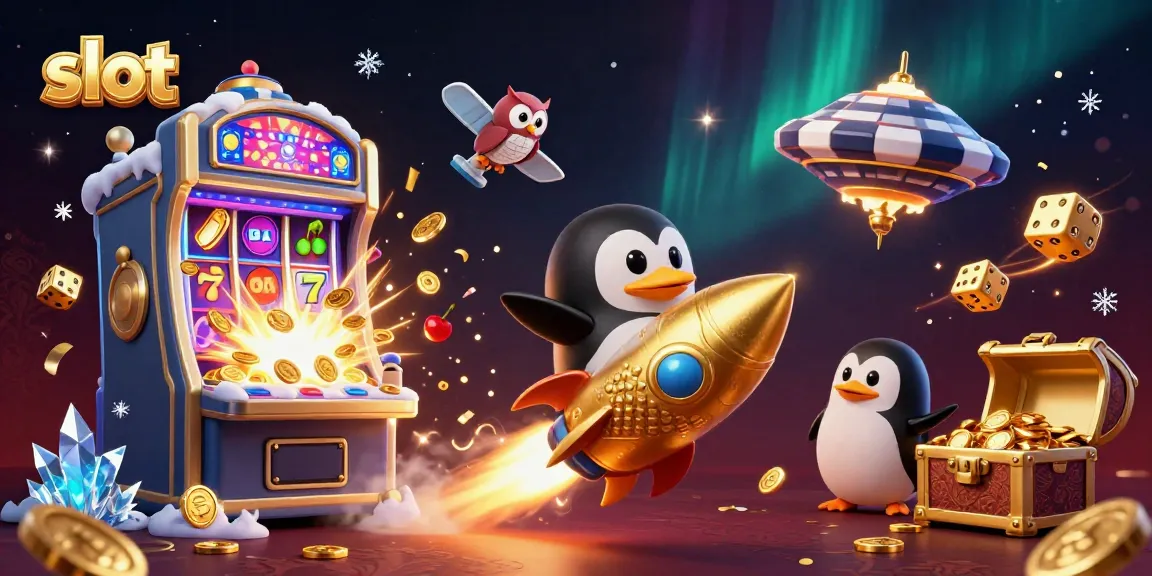 Menangkan slot dengan penguin emas dan mesin slot yang meledak dengan koin.