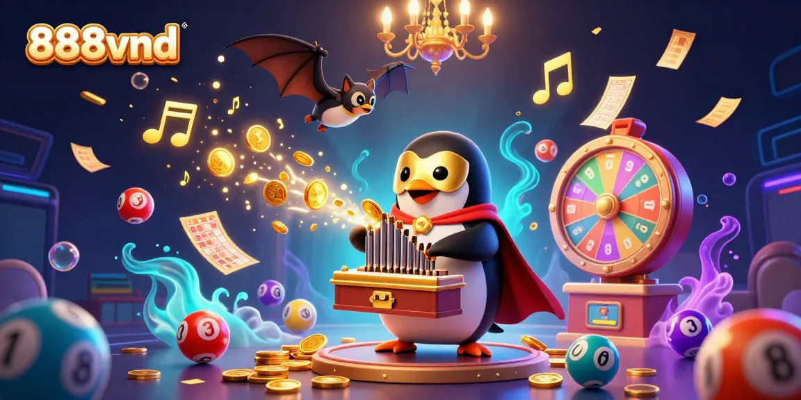 Engage with vibrant casino excitement at 888vnd through animated characters and lottery elements.