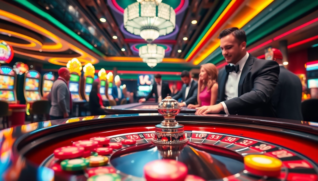 Engage with the excitement of a singapore online casino at a vibrant roulette table.