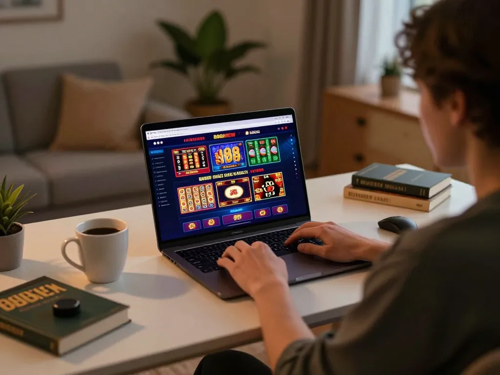 Engaging online casino gaming experience with 888NEW interface displayed on laptop at home.