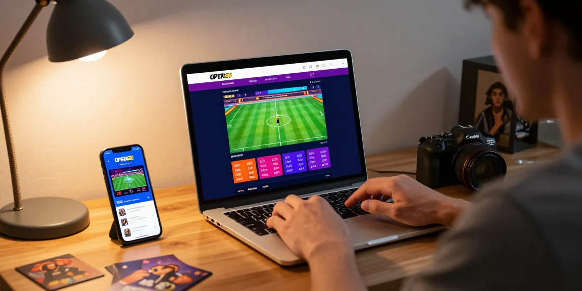 Engaging with OPEN88 sports betting platform in a modern home office setup.