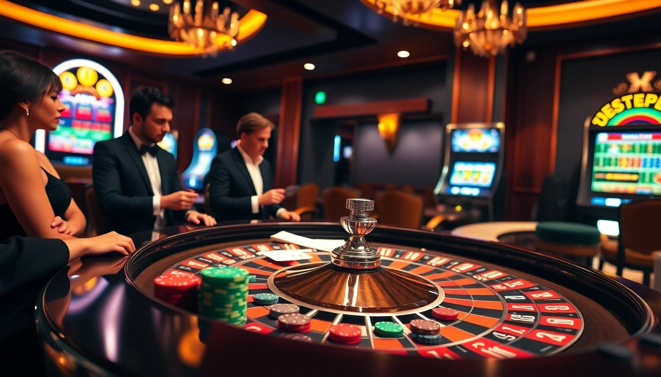 Exciting casino atmosphere showcasing KK55 gaming experience with roulette and poker chips.