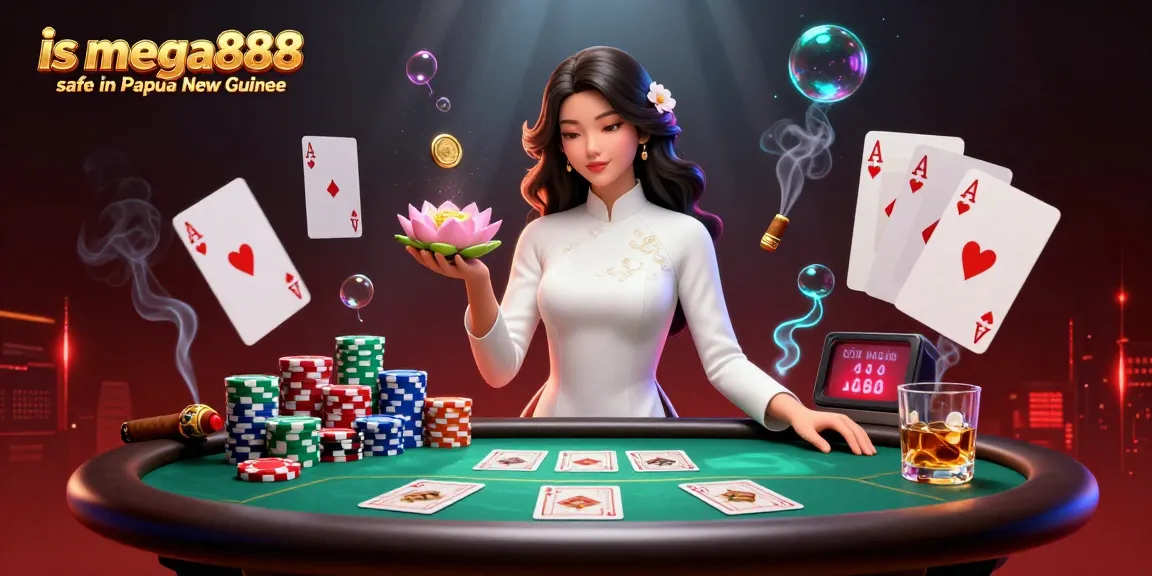 Engage with is mega888 safe in Papua New Guinea through vibrant poker-themed illustration.