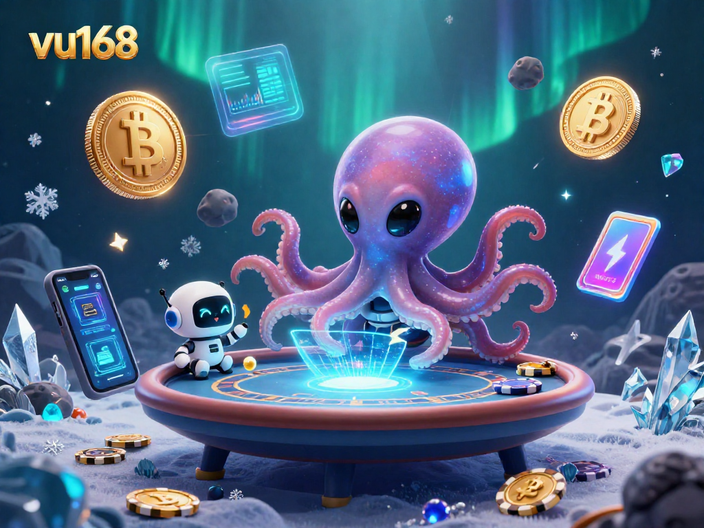 Engage with exciting bets at vu168's online casino, featuring vibrant alien themes and holographic elements.