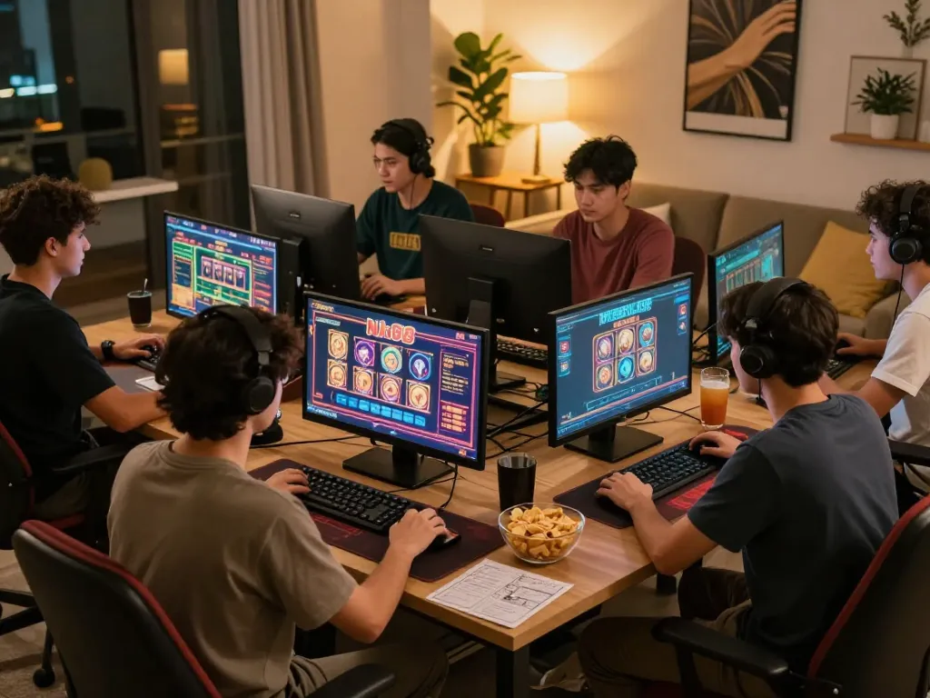 Navigating the Nk88 game on a tablet during an exciting online gaming session with friends.