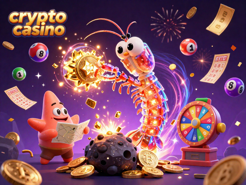 Engage in thrilling games at the crypto casino with vivid blockchain-themed action.