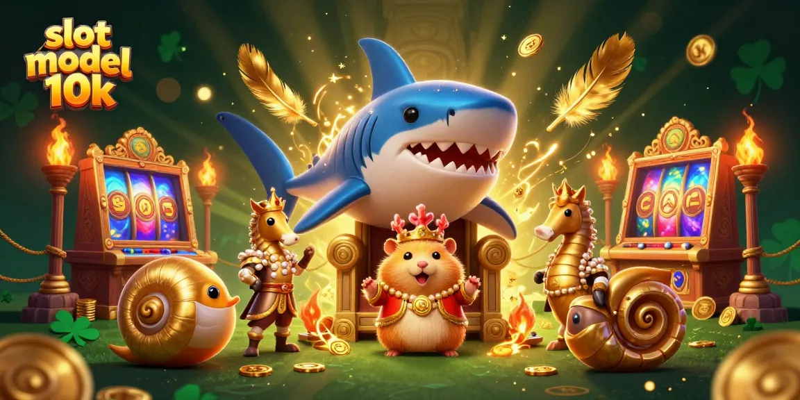 Win big with slot modal 10k in this vibrant casino-themed illustration featuring a golden hamster king.