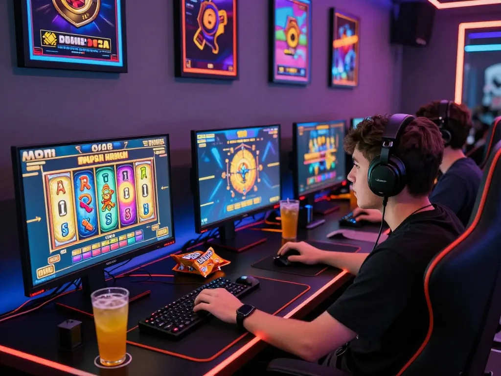 Suasana menarik dari permainan online menampilkan slot gacor hari ini dengan gulungan yang cerah dan keterlibatan pemain