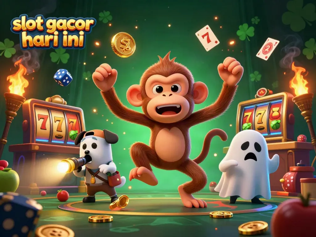 Gambaran slot gacor hari ini dengan karakter ajaib dalam kasino, penuh emas.