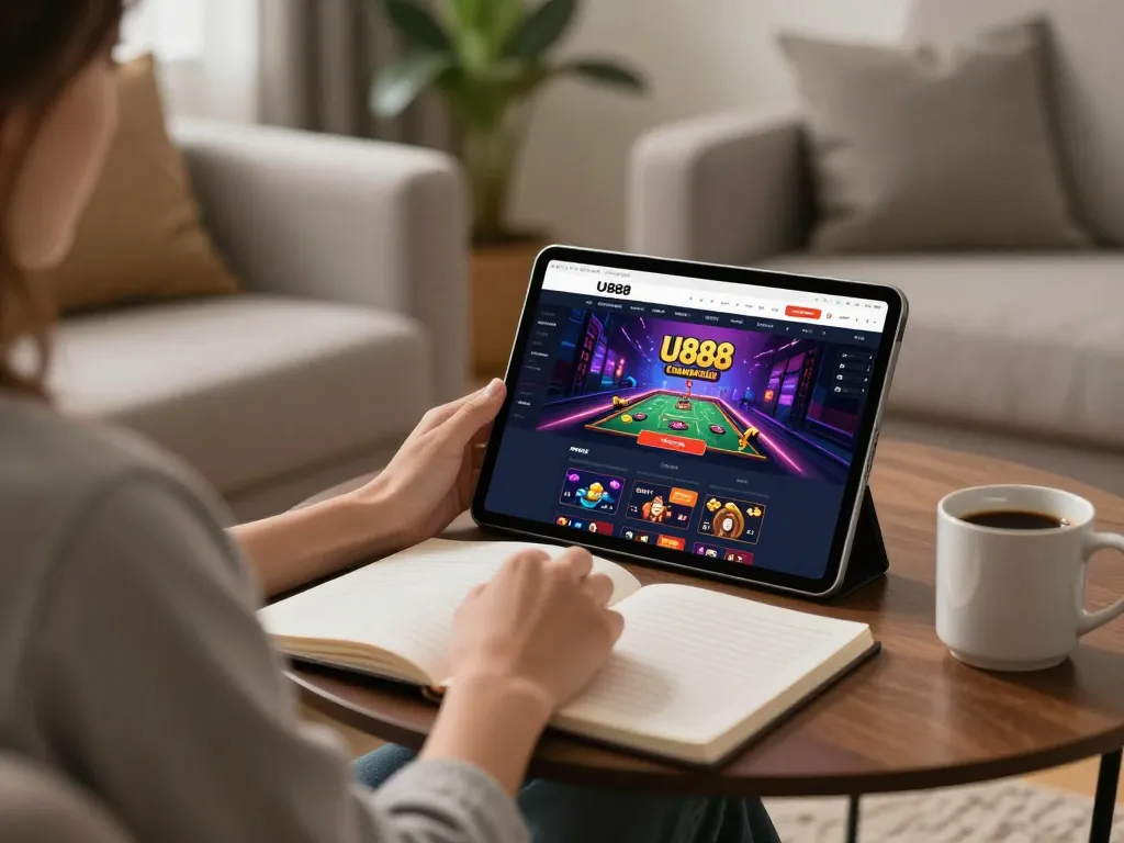 Experience online gaming on U888 trang chủ with a cozy tablet setup and strategy notes.